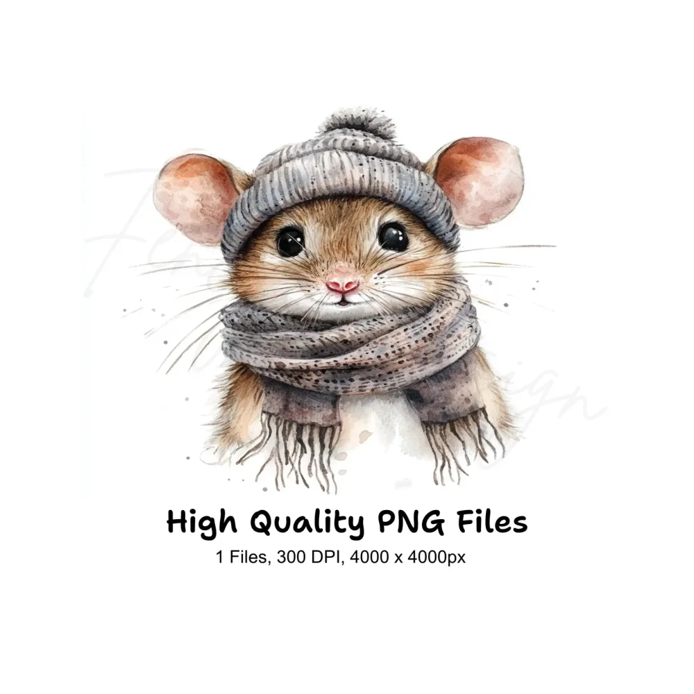 Cute Winter Mouse Clipart Bundle
