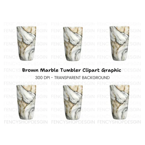 Brown Marble Tumbler Clipart Bundle