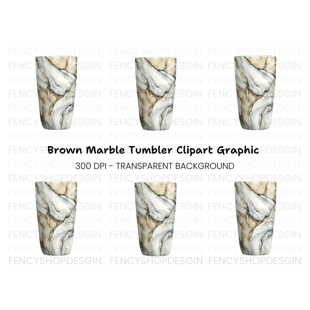 Brown Marble Tumbler Clipart Bundle