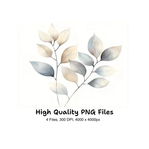 Neutral Leaves Clipart Bundle
