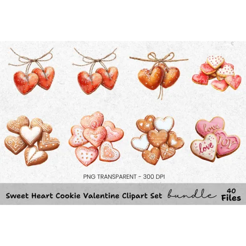 Heart Cookies Clipart Bundle