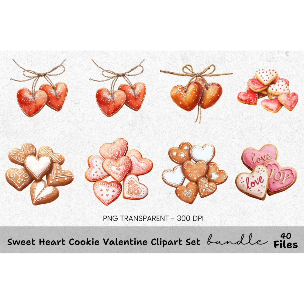 Heart Cookies Clipart Bundle