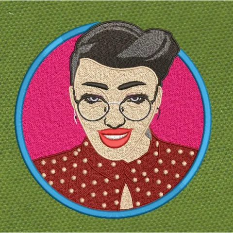 Girl Badge Pink Embroidery Design