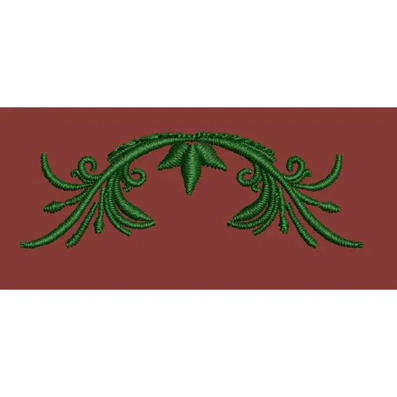 Symmetrical Foliage Scrollwork Embroidery Design