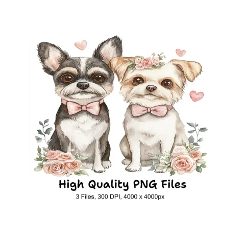 Adorable Dog Couples Clipart Bundle