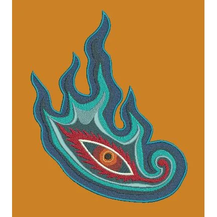 Mystical Ocular Flame Embroidery Design