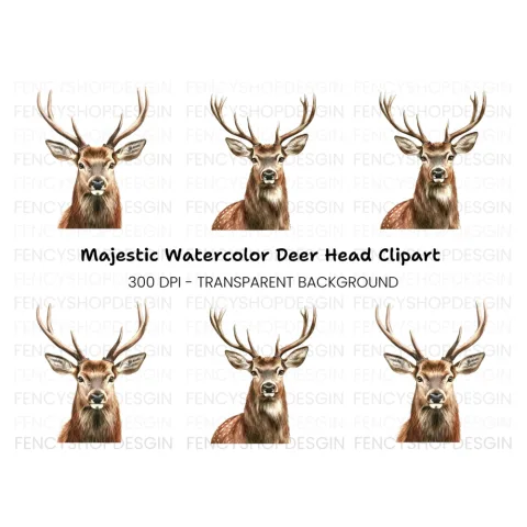 Majestic Deer Head Clipart Bundle