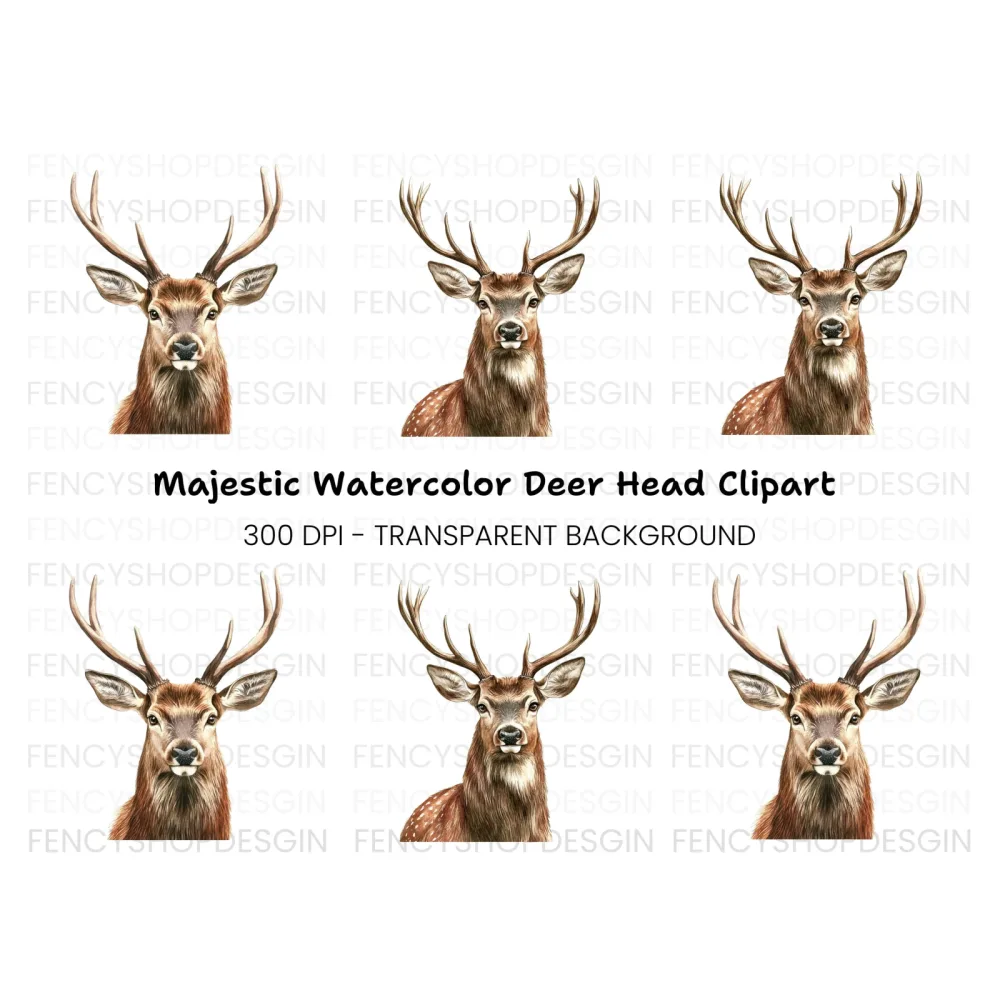 Majestic Deer Head Clipart Bundle
