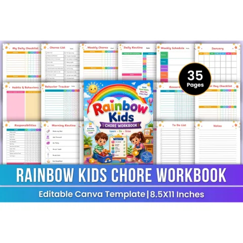 Rainbow Kids Chore Workbook