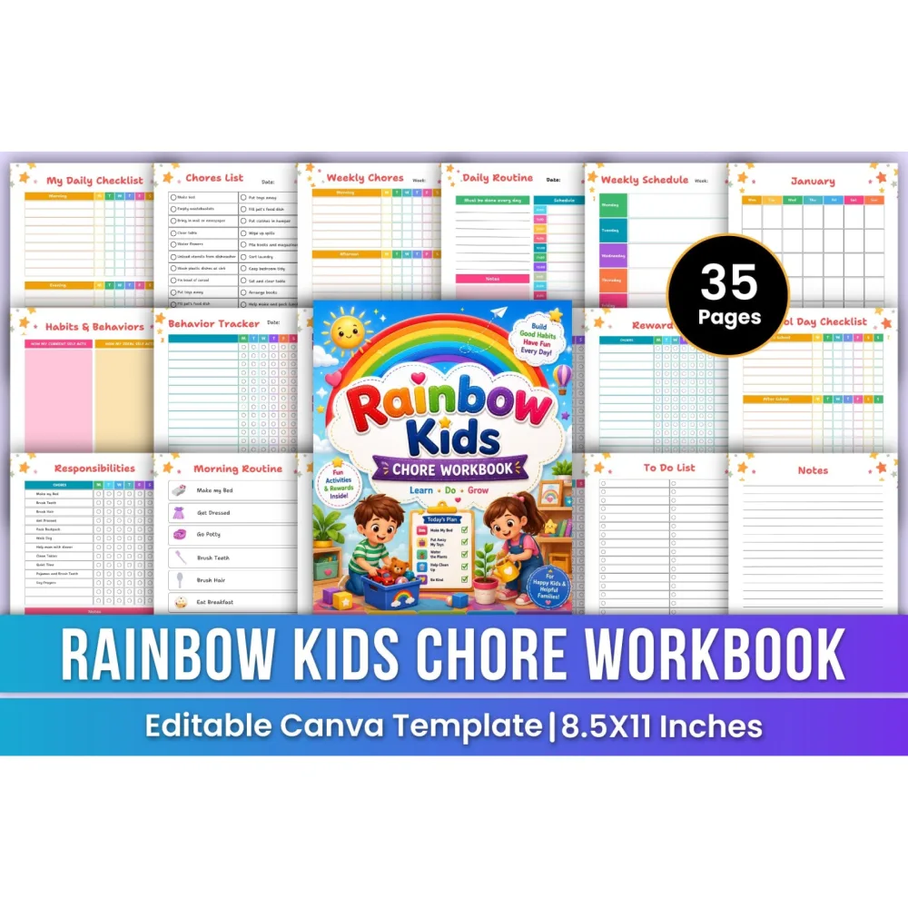 Rainbow Kids Chore Workbook