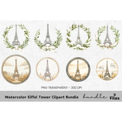 Eiffel Tower Clipart Bundle