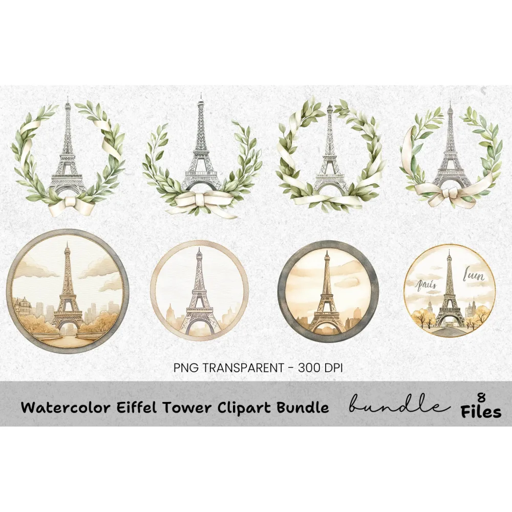 Eiffel Tower Clipart Bundle