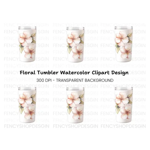 Elegant Floral Tumbler Clipart Bundle