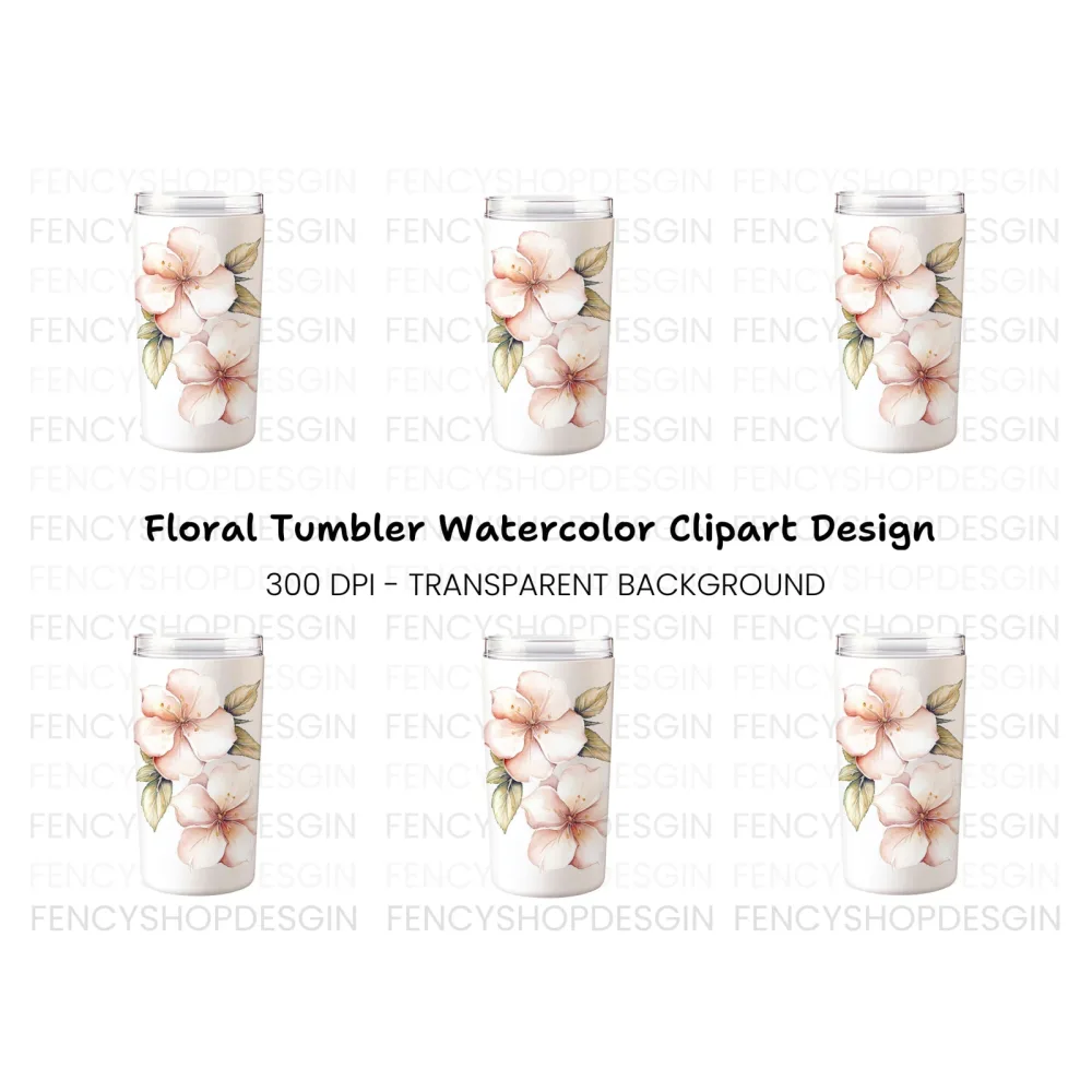 Elegant Floral Tumbler Clipart Bundle