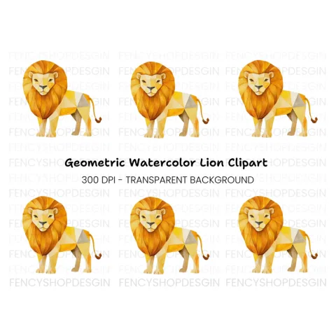 Abstract Polygonal Lion Clipart Bundle
