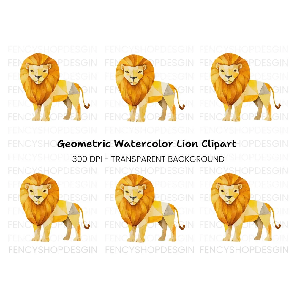 Abstract Polygonal Lion Clipart Bundle