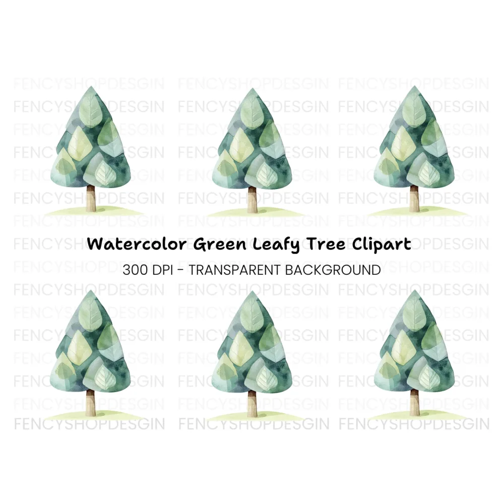 Abstract Green Tree Clipart Bundle
