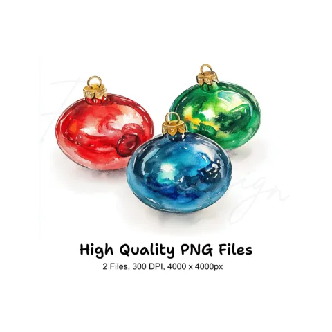 Vibrant Christmas Ornaments Clipart Bundle