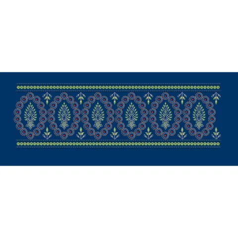Navy Blue Circle Paisley Band Navy & Lime Green Embroidery Design