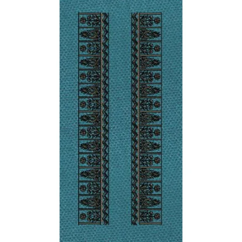 Vertical Buta Side Border Teal & Black Embroidery Design