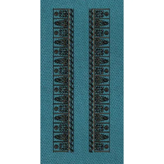 Vertical Buta Side Border Teal & Black Embroidery Design