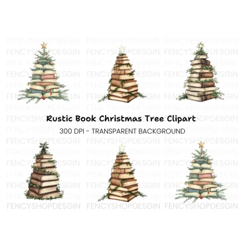 Christmas Book Tree Clipart Bundle