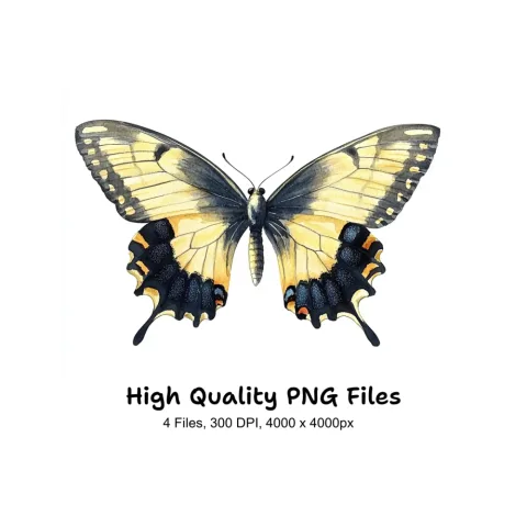 Yellow Swallowtail Butterflies Clipart Bundle