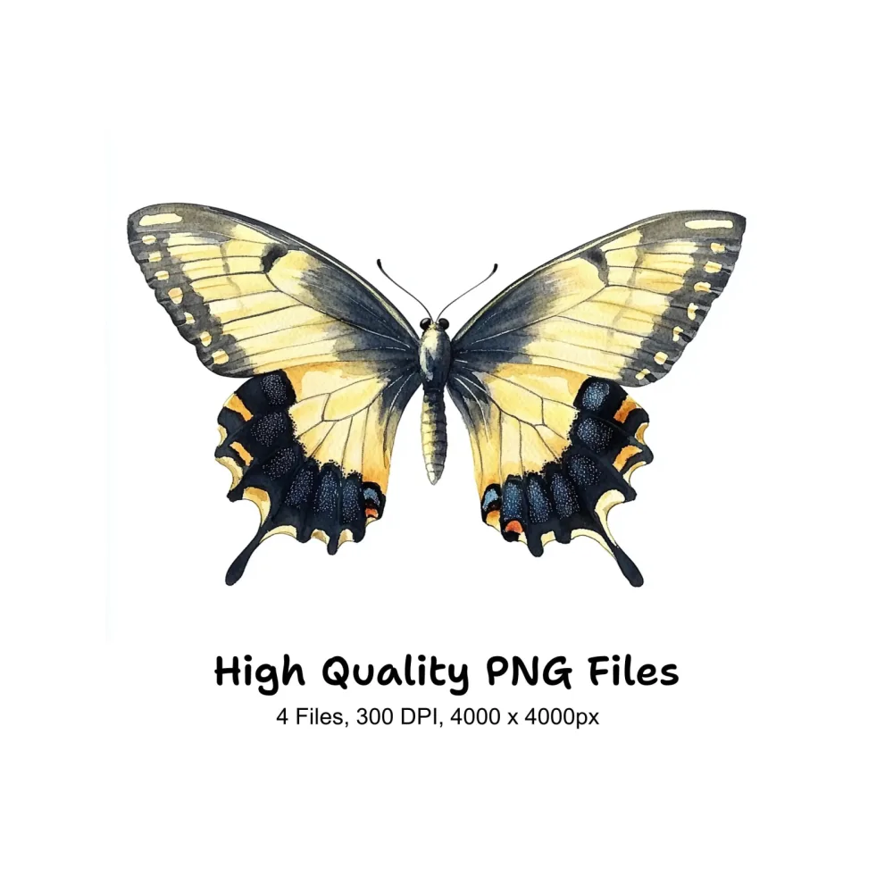 Yellow Swallowtail Butterflies Clipart Bundle
