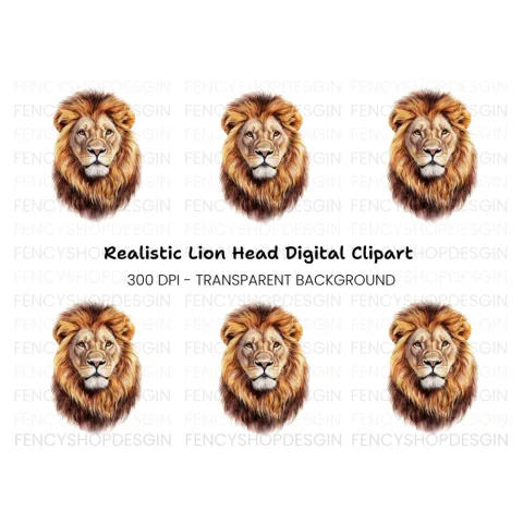 Fierce Lion Head Clipart Bundle