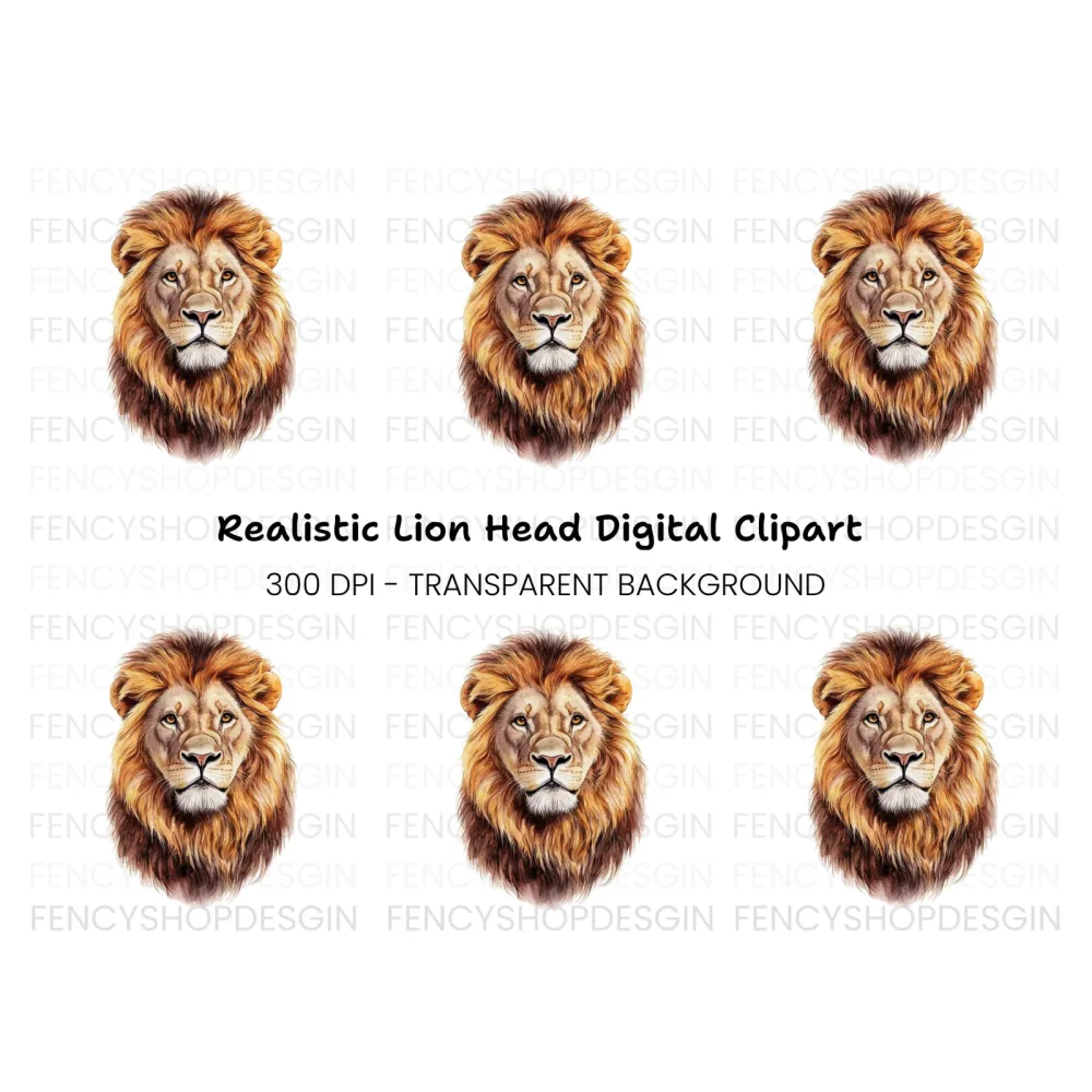 Fierce Lion Head Clipart Bundle