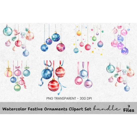 Christmas Ornaments Clipart Bundle