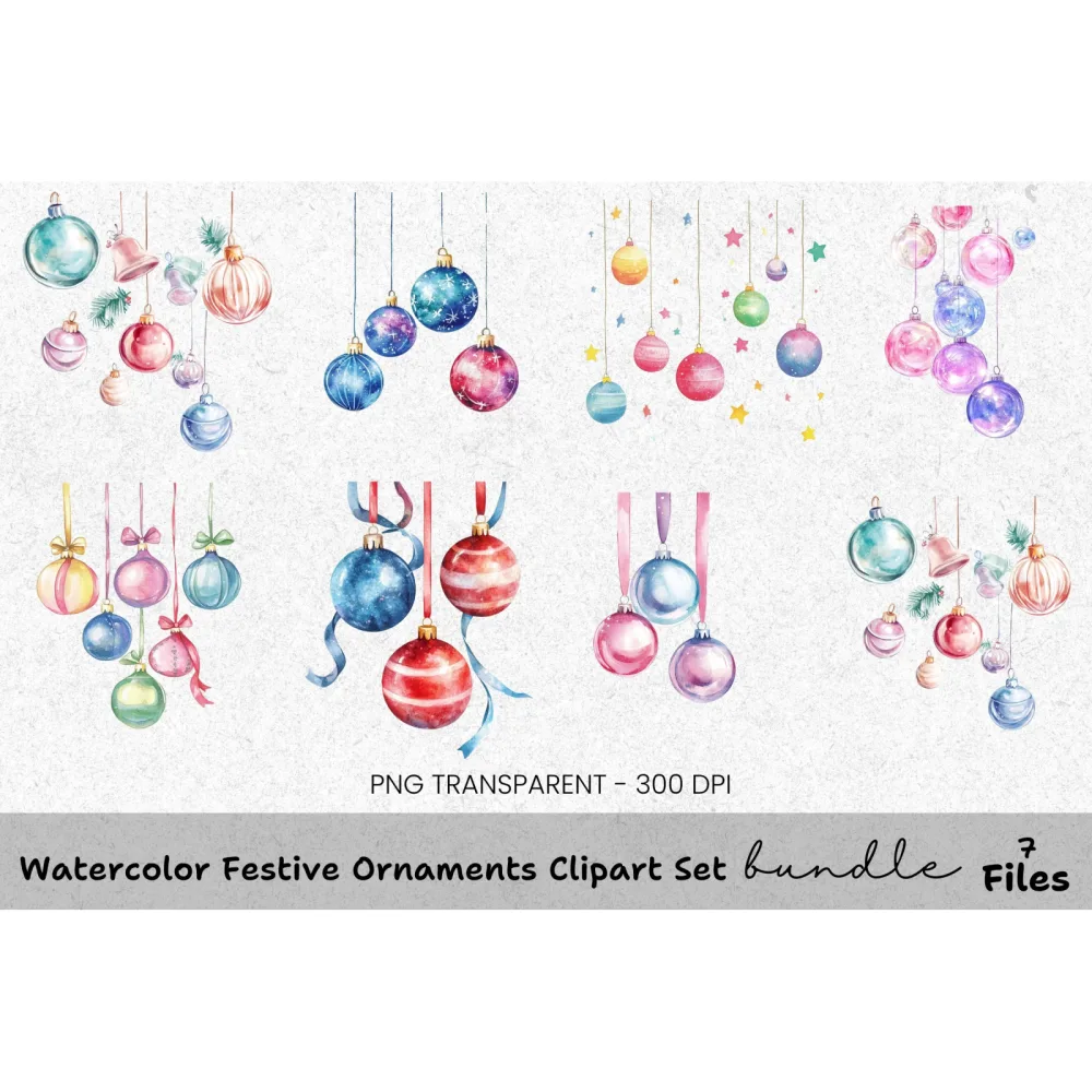 Christmas Ornaments Clipart Bundle