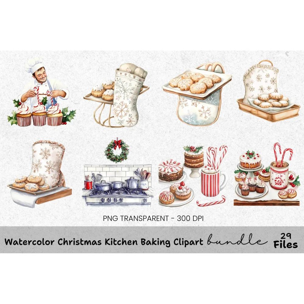 Christmas Coffee Cake Clipart Bundle