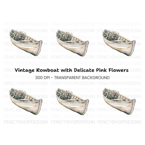 Charming Floral Boat Clipart Bundle
