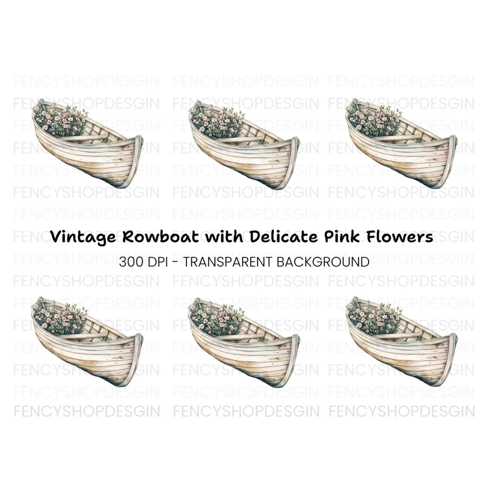 Charming Floral Boat Clipart Bundle