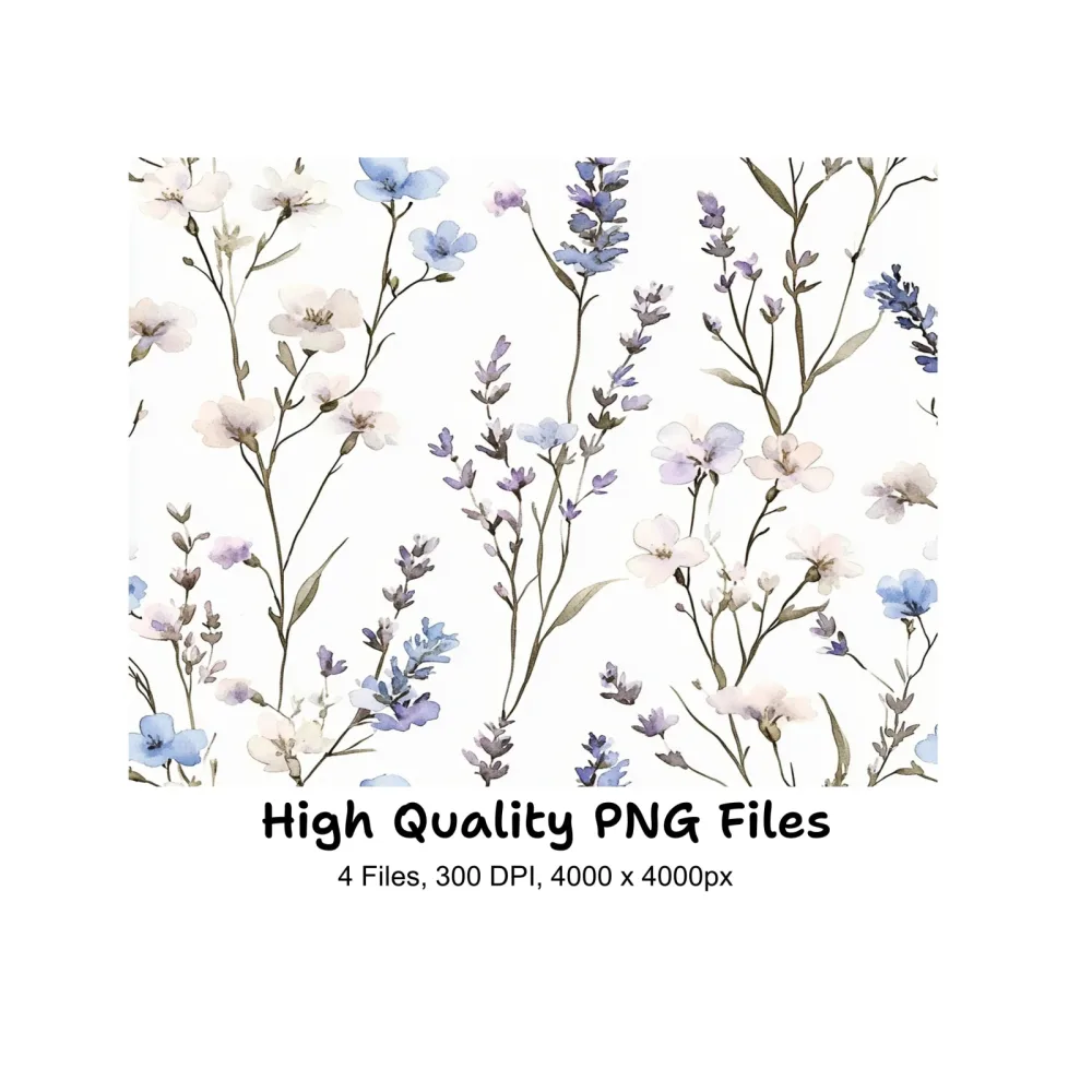 Wildflower Seamless Pattern Clipart Bundle