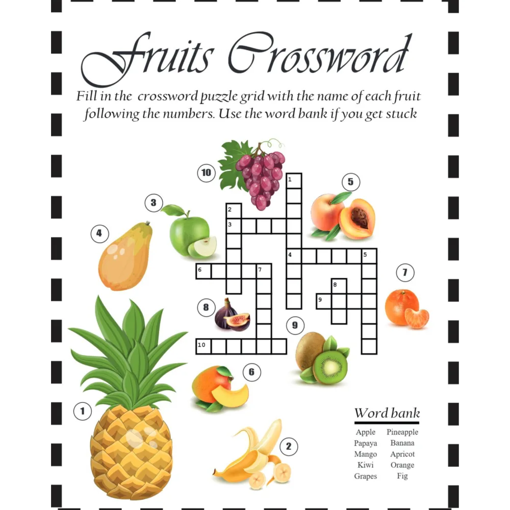 Fruits Crossword Puzzle Worksheet