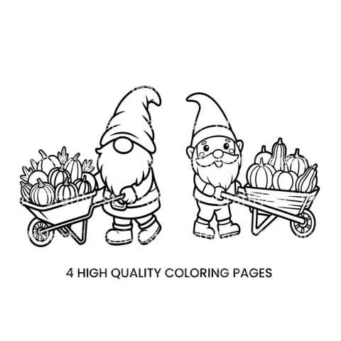 Gnome Pumpkin Harvest Coloring Books