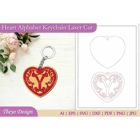 Alphabet Keychain Heart SVG Bundle