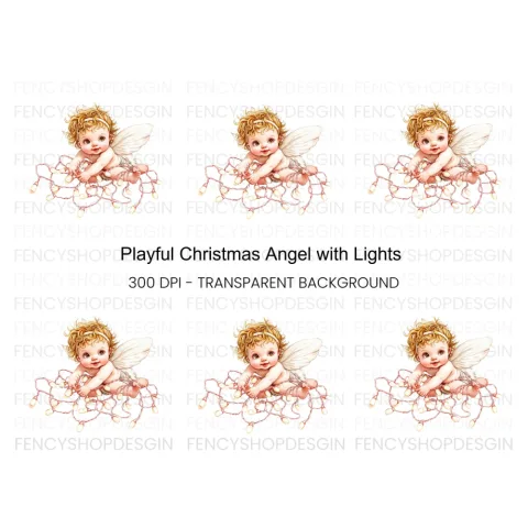 Playful Baby Angel with Pink Lights Clipart Bundle