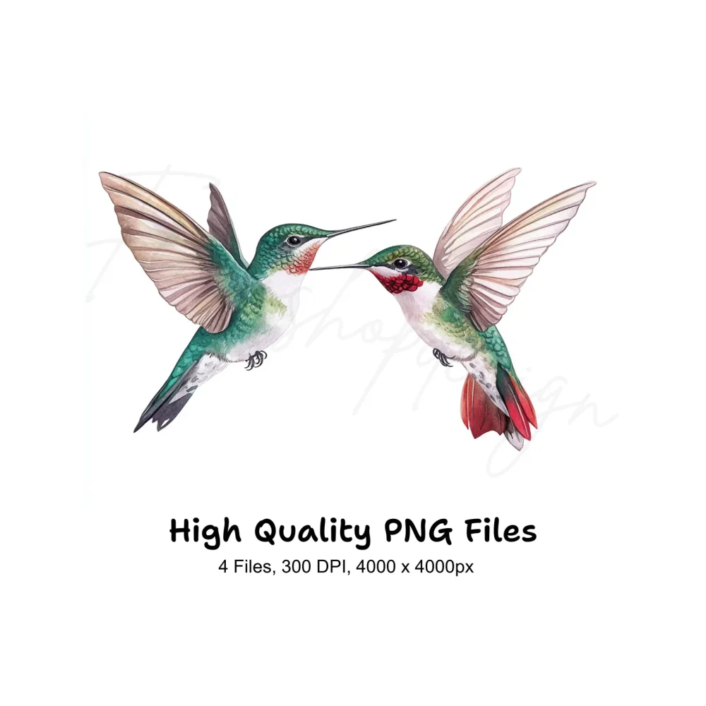 Hummingbird Pair Clipart Bundle