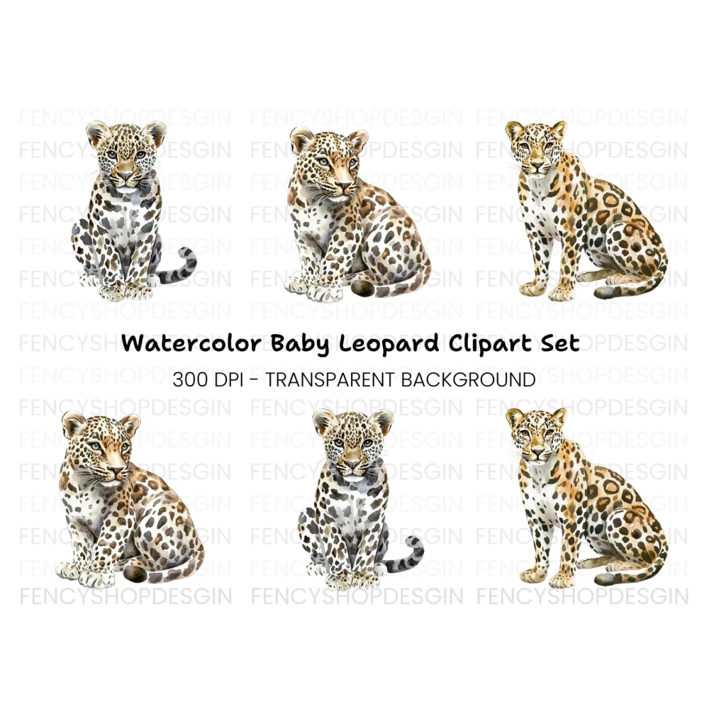 Cute Leopard Clipart Bundle