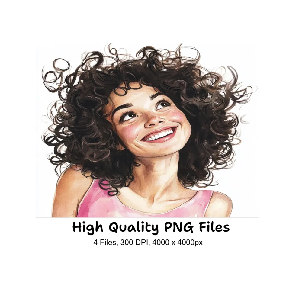 Curly Haired Girl Clipart Bundle