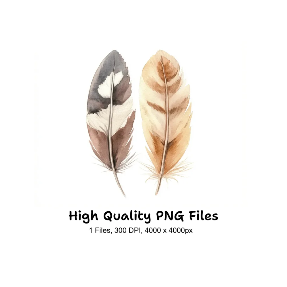 Rustic Feather Pair Clipart Bundle