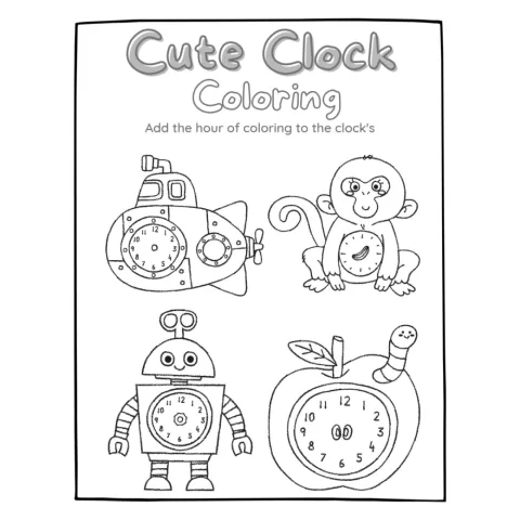 Cute Clock Coloring Pages