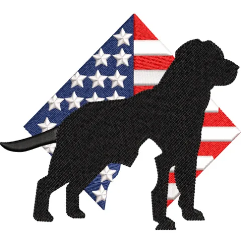 Flag With Dog Embroidery Design