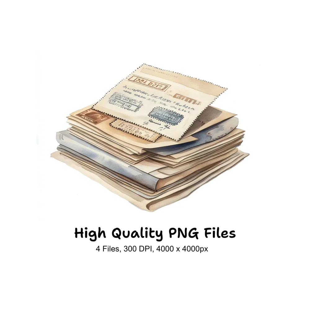 Vintage Letters and Stamps Clipart Bundle