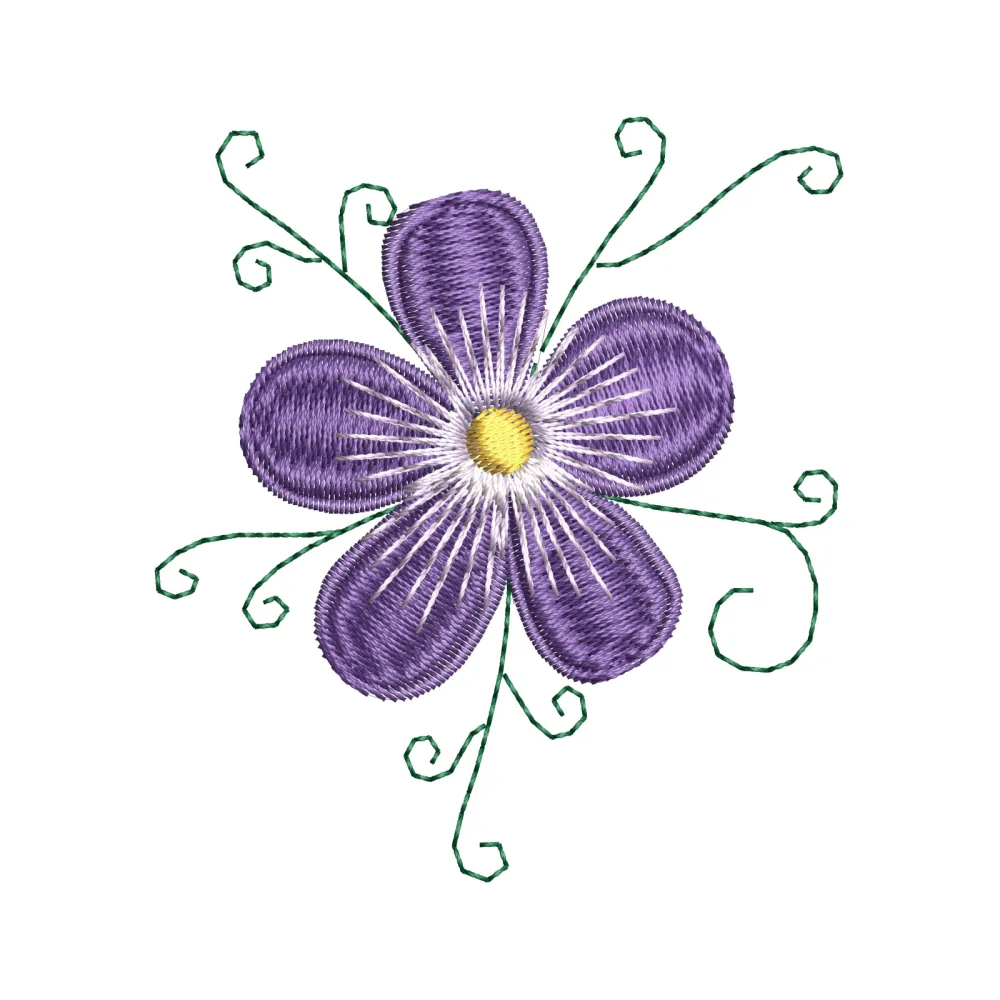 Blue Flower Embroidery Design