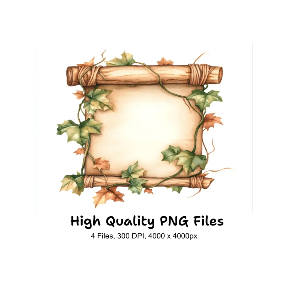 Rustic Wood Signs with Ivy Clipart Bundle