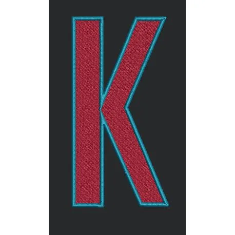 Dual Tone Letter K Graphic Embroidery Design